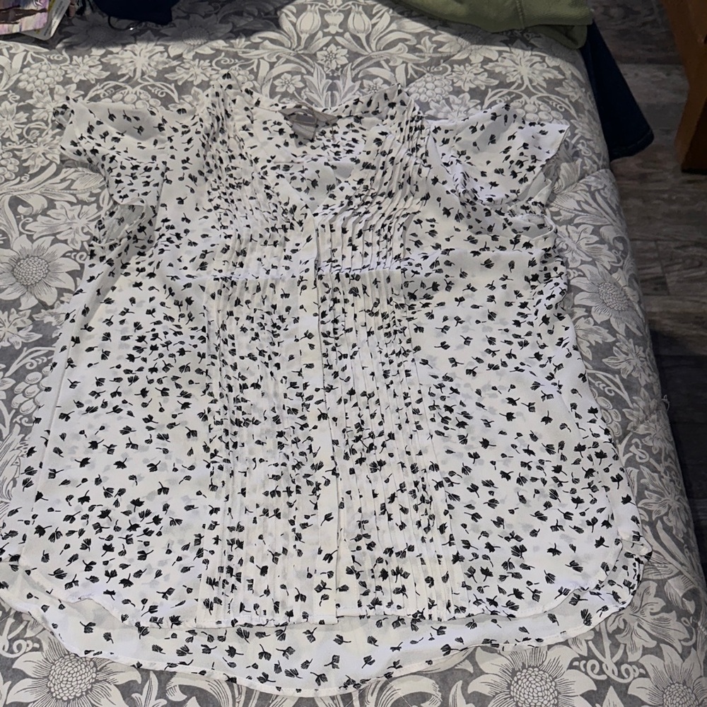 H&M Black Floral on White Blouse